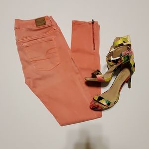 AEO coral jeggings